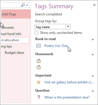 tag a text in onenote for mac